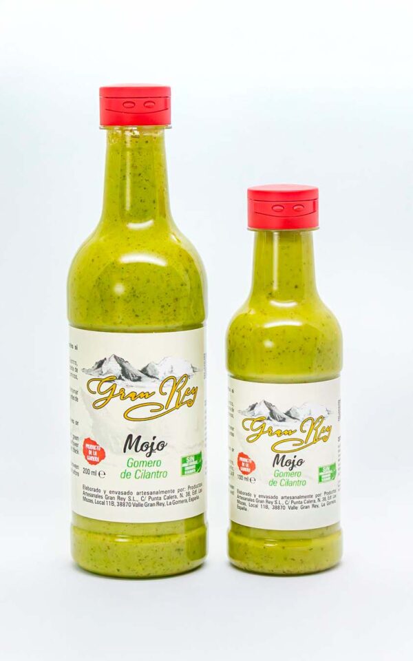 Botellas de 200ml y 100ml de mojo de cilantro